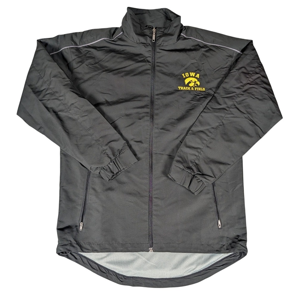 Tonix Iowa Hawkeyes Track & Field Full Zip Warm Up Jacket Black Reflective Mens